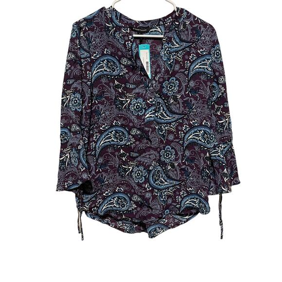 41 Hawthorn Tops - NWT 41Hawthorn Trina Bell Sleeve Pleated Back Purple Blouse